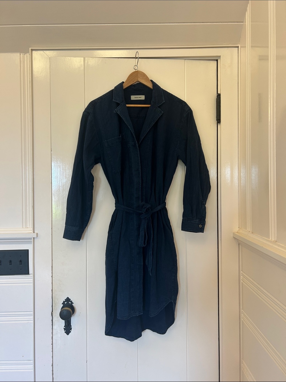 Rachel Comey Navy Blue Button-Front Shirt Dress